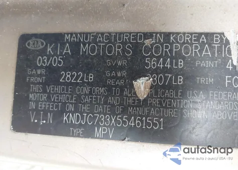 2005 Kia Sorento Ex/Lx from USA, damaged, VIN KNDJC733X55461551